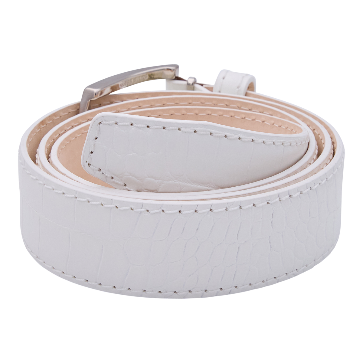 小物 ORCIANI white crocodile leather belt White Croc Embossed Leather Belt – MONDO Menswear