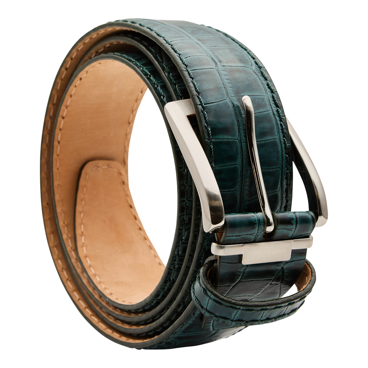Bettinardi Handmade Faux Croc Italian Leather Belt (Green