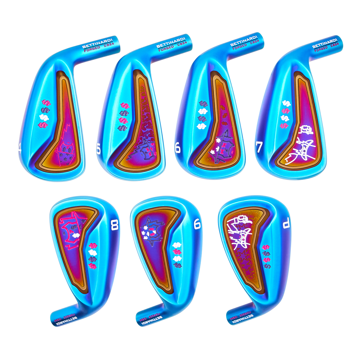 Multi Wizard UV Blue PVD CB24 Iron Set (4-PW) | Bettinardi Golf