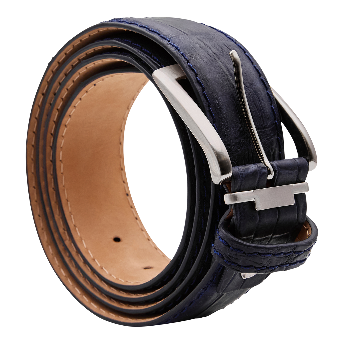Matte American Alligator Belt in Black Leather