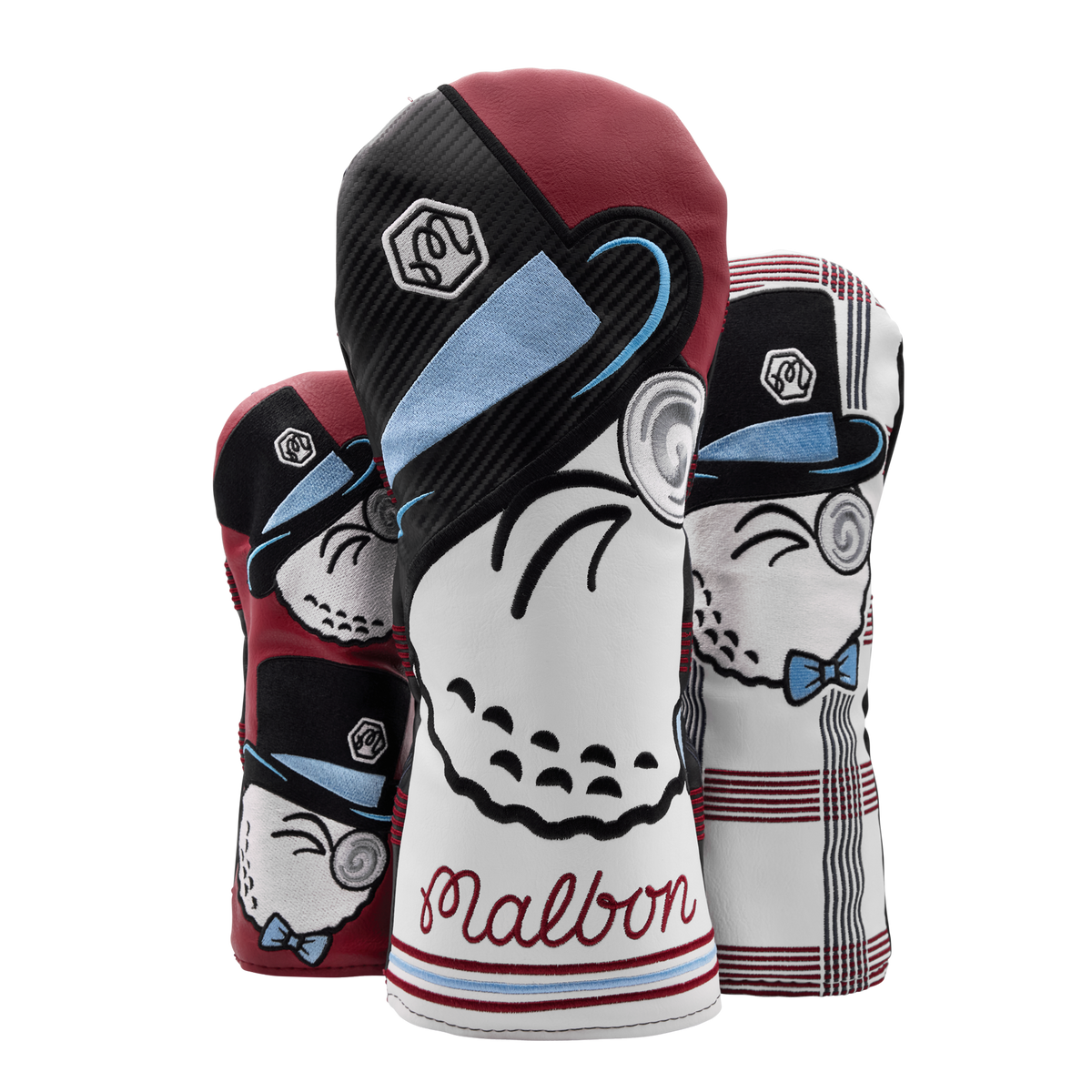 Malbon x Bettinardi Gangster Buckets Maroon & White Plaid Wood Set