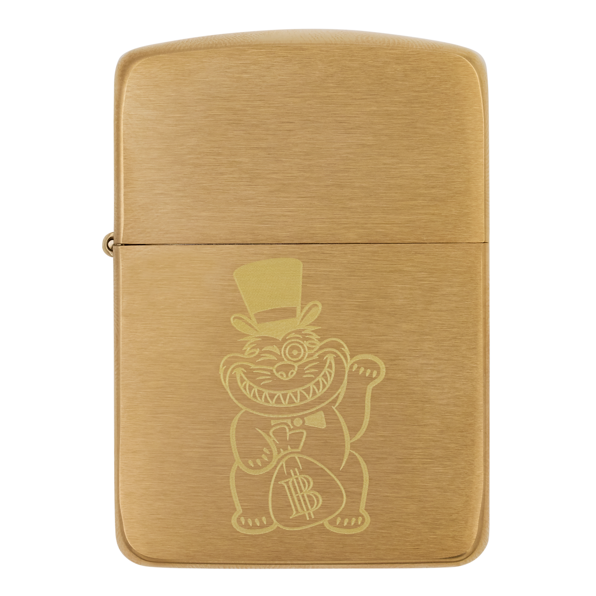 Wall Street Lucky Cat Zippo Brushed Brass 1941 Replica Lighter