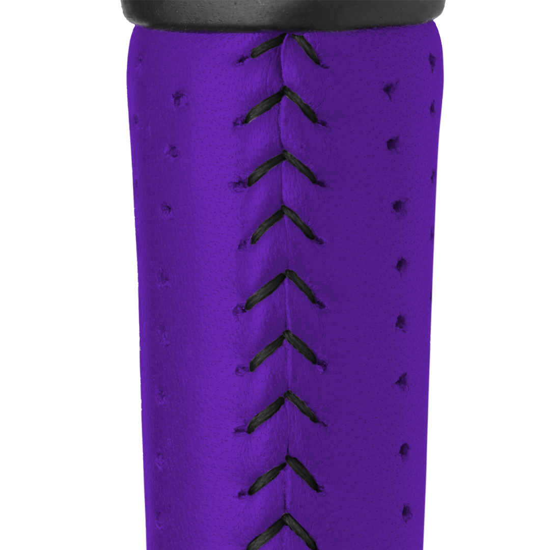 purple Gripmaster grip with black stitchback - stitches