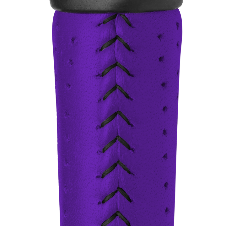 purple Gripmaster grip with black stitchback - stitches