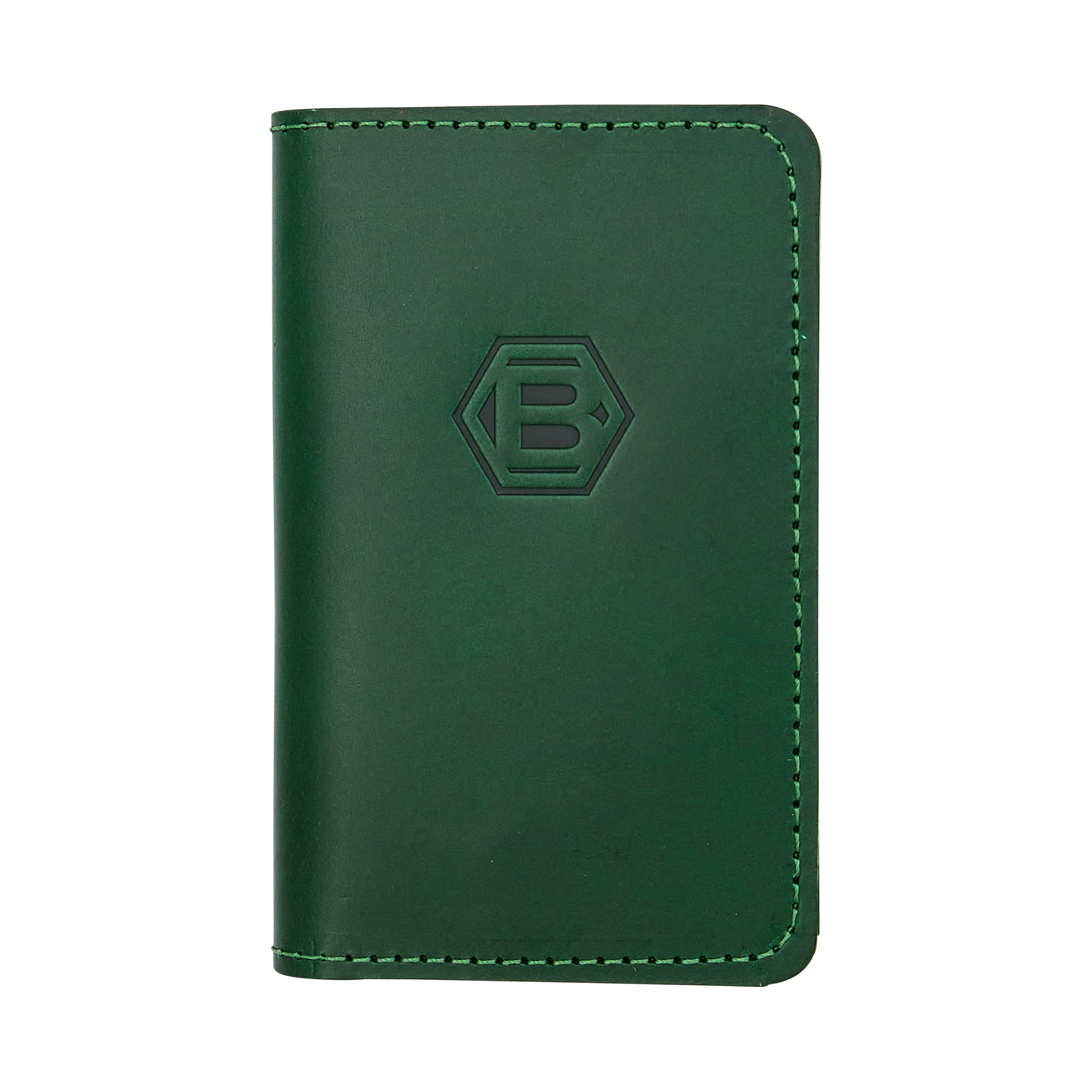 Hex B Genuine Leather Hunter Green Bifold Wallet - front