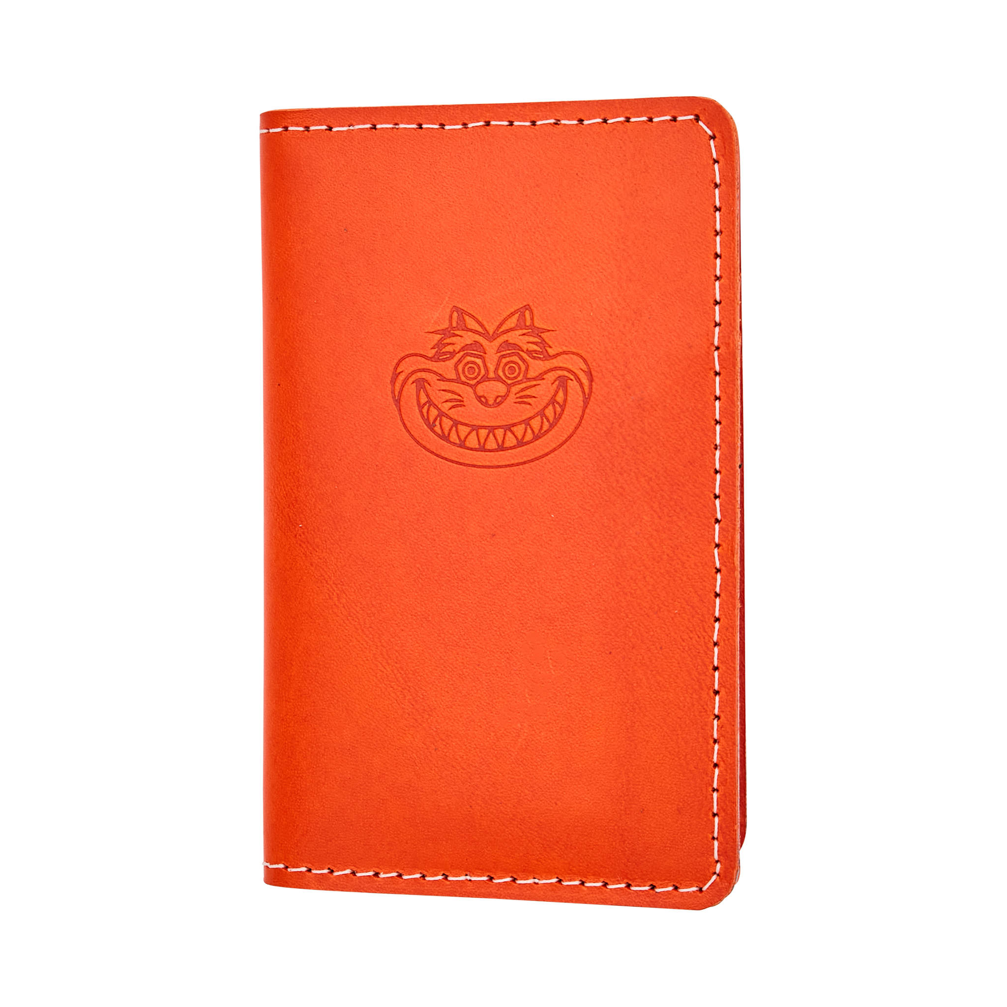 Fat Cat Genuine Leather Vivid Orange Bifold Wallet - front