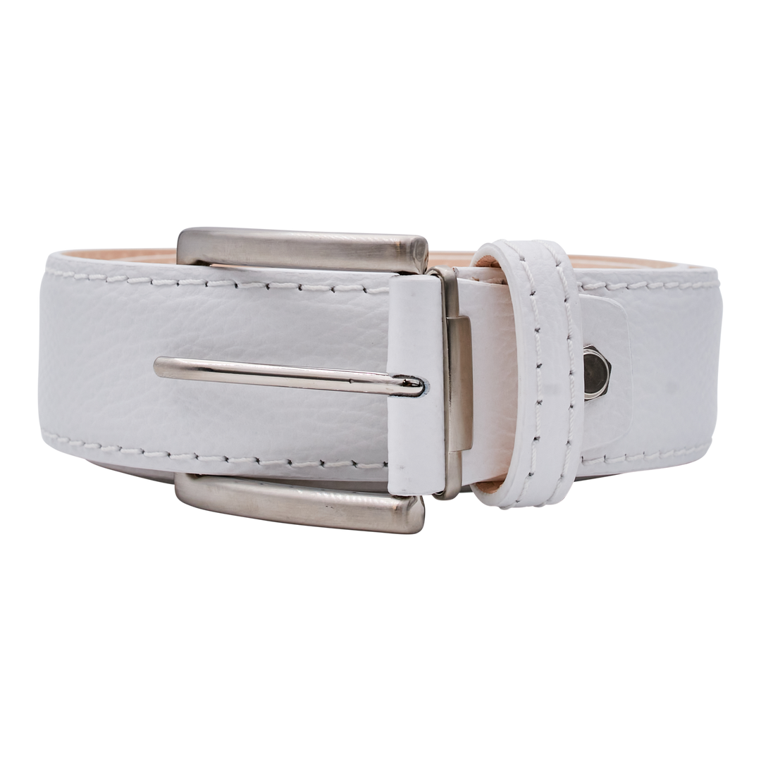 Bettinardi Handmade Genuine Italian Pebble Grain Belt (White Bettinardi Handmade Genuine Italian Pebble Grain Belt (White