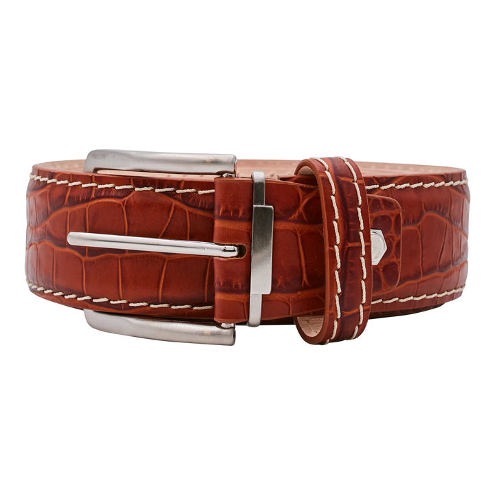 Bettinardi Handmade Faux Croc Italian Leather Belt (Cognac)