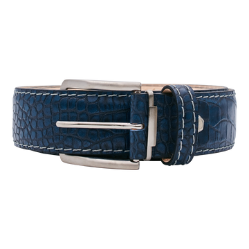 Bettinardi Handmade Matte Faux Croc Italian Leather Belt (Navy)