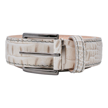 Bettinardi Handmade Faux Croc Italian Leather Belt (White)