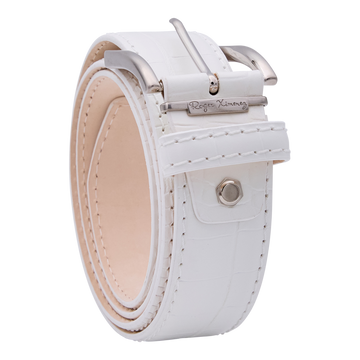Bettinardi Handmade Faux Croc Italian Leather Belt (White) - main
