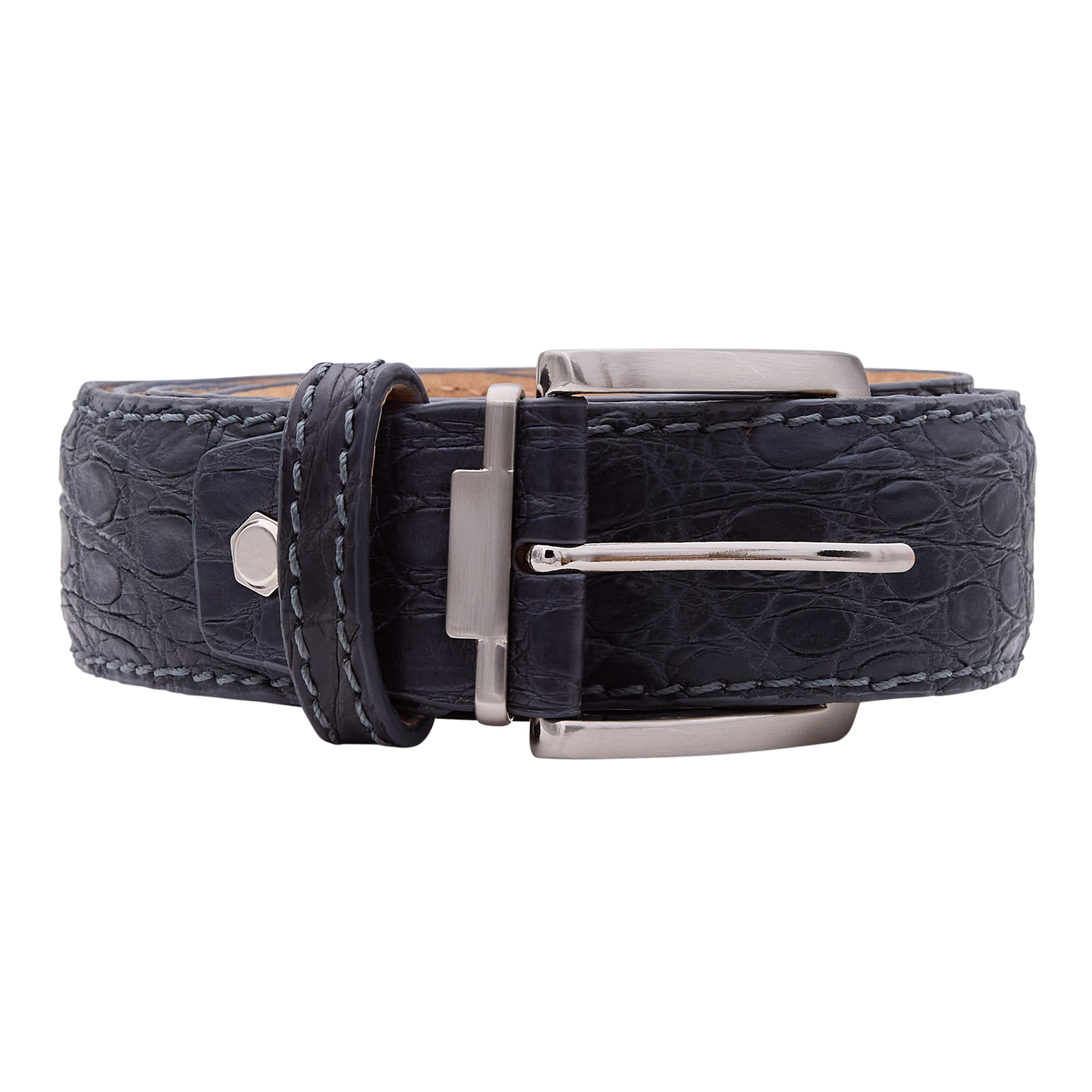 Bettinardi Handmade Matte Genuine American Crocodile Skin Belt (Grey)