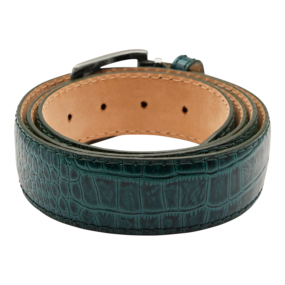 Bettinardi Handmade Faux Croc Italian Leather Belt (Green