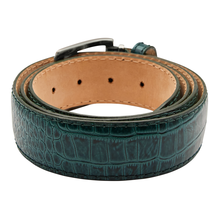 テント・タープ GAHGA 500cm BELT Black x Turquoise Bettinardi Handmade Faux Croc Italian Leather Belt (Green