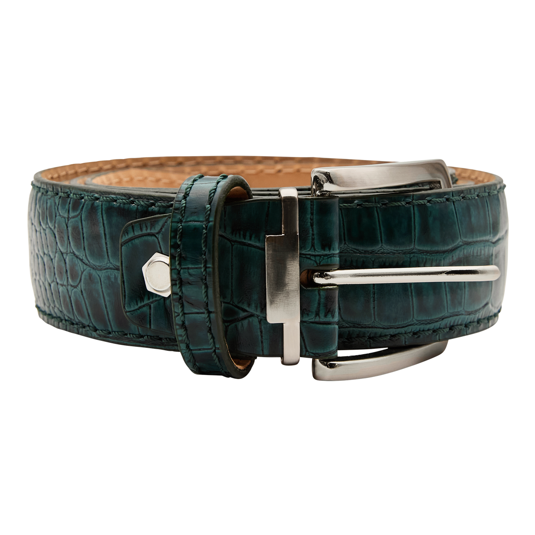 Bettinardi Handmade Faux Croc Italian Leather Belt (Green