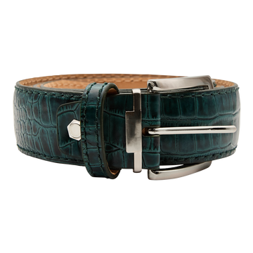 Bettinardi Handmade Faux Croc Italian Leather Belt (Green)