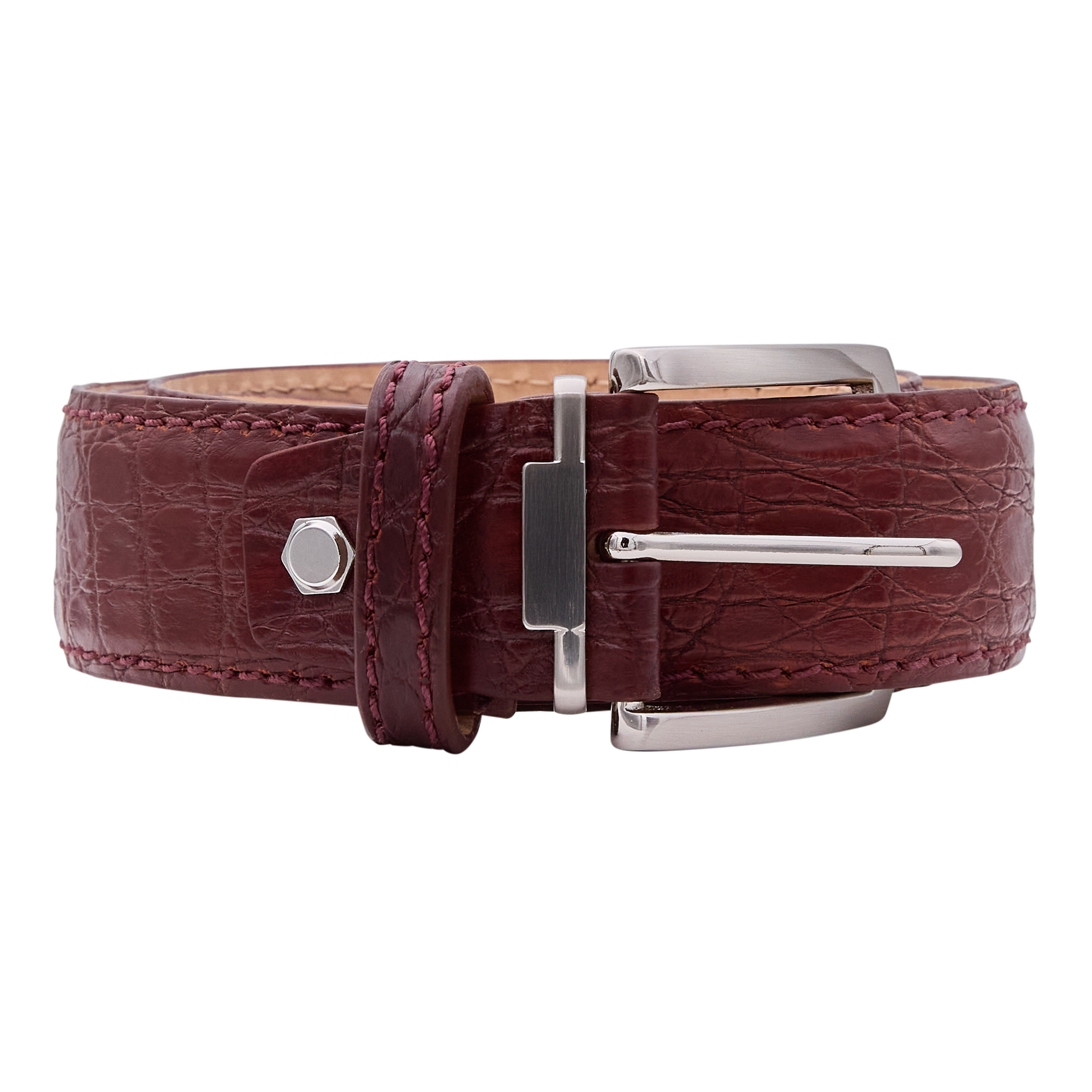 Bettinardi Handmade Matte Genuine Crocodile Skin Belt (Matte Rust)