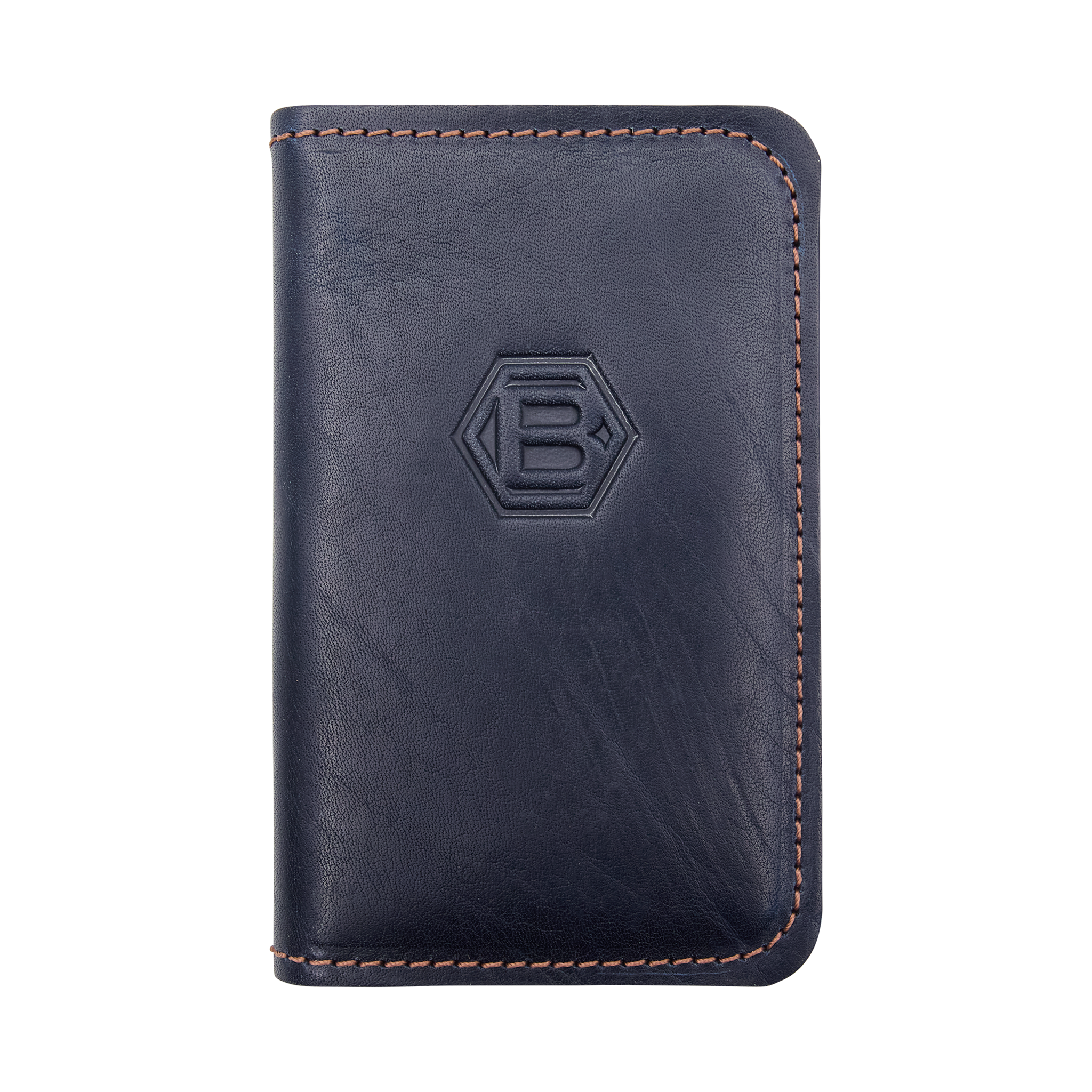 Hex B Genuine Leather Navy Bifold Wallet - front