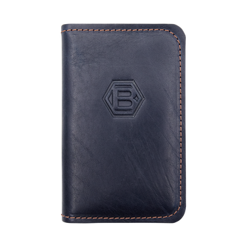 Hex B Genuine Leather Navy Bifold Wallet - front