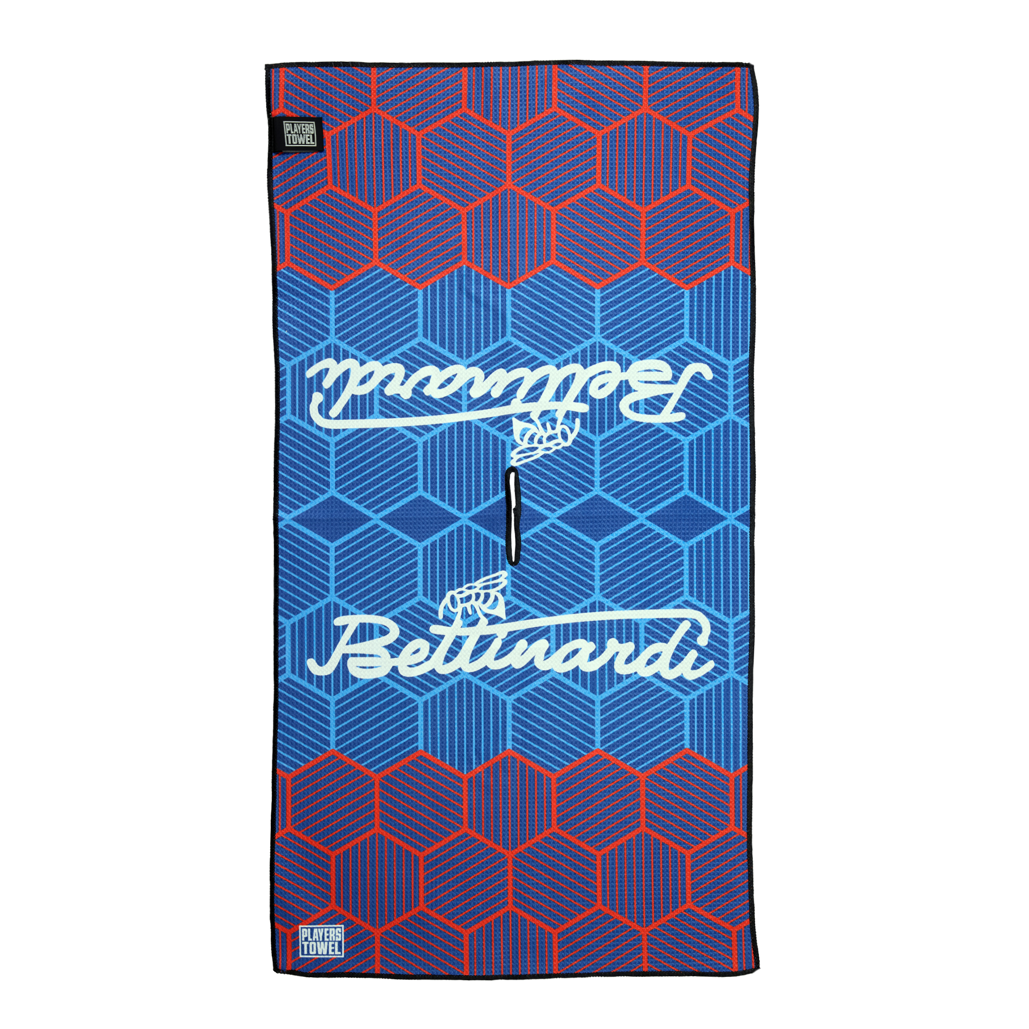 Bettinardi Script Hex B Drip Navy and Red Players Towel