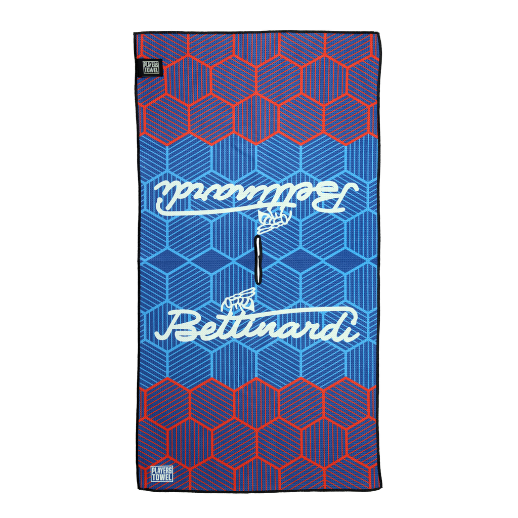 Bettinardi Script Hex B Drip Navy and Red Players Towel