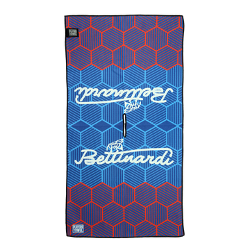 Bettinardi Script Hex B Drip Navy and Red Players Towel