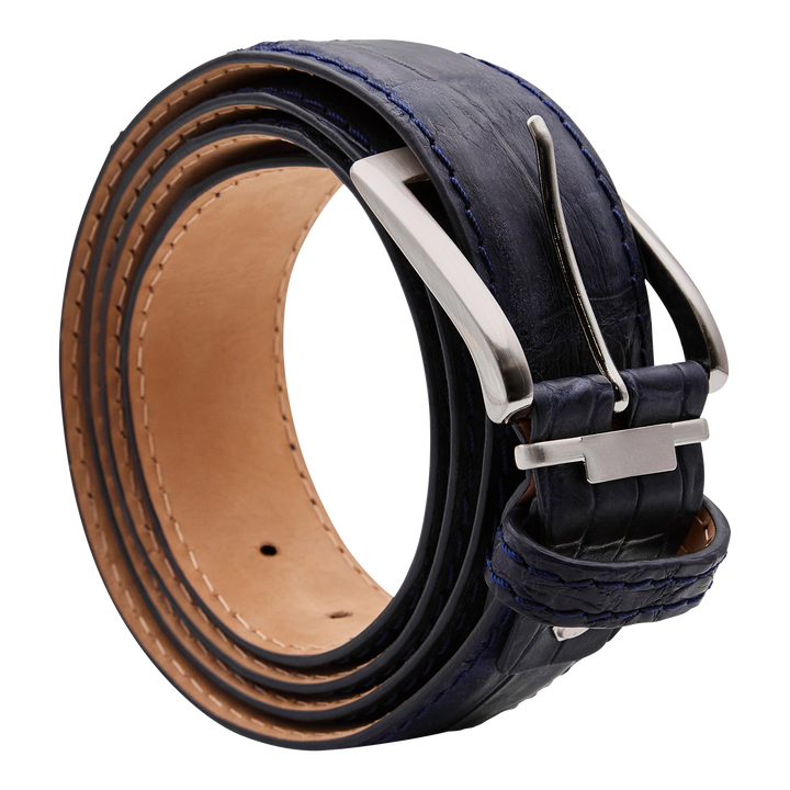 Bettinardi Handmade Matte Genuine American Alligator Belt (Matte Navy)
