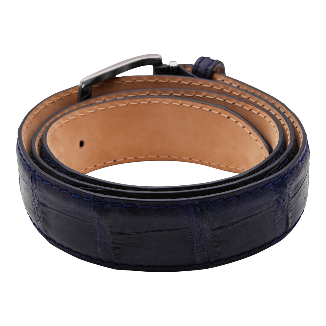 Bettinardi Handmade Matte Genuine American Alligator Belt (Matte Navy)