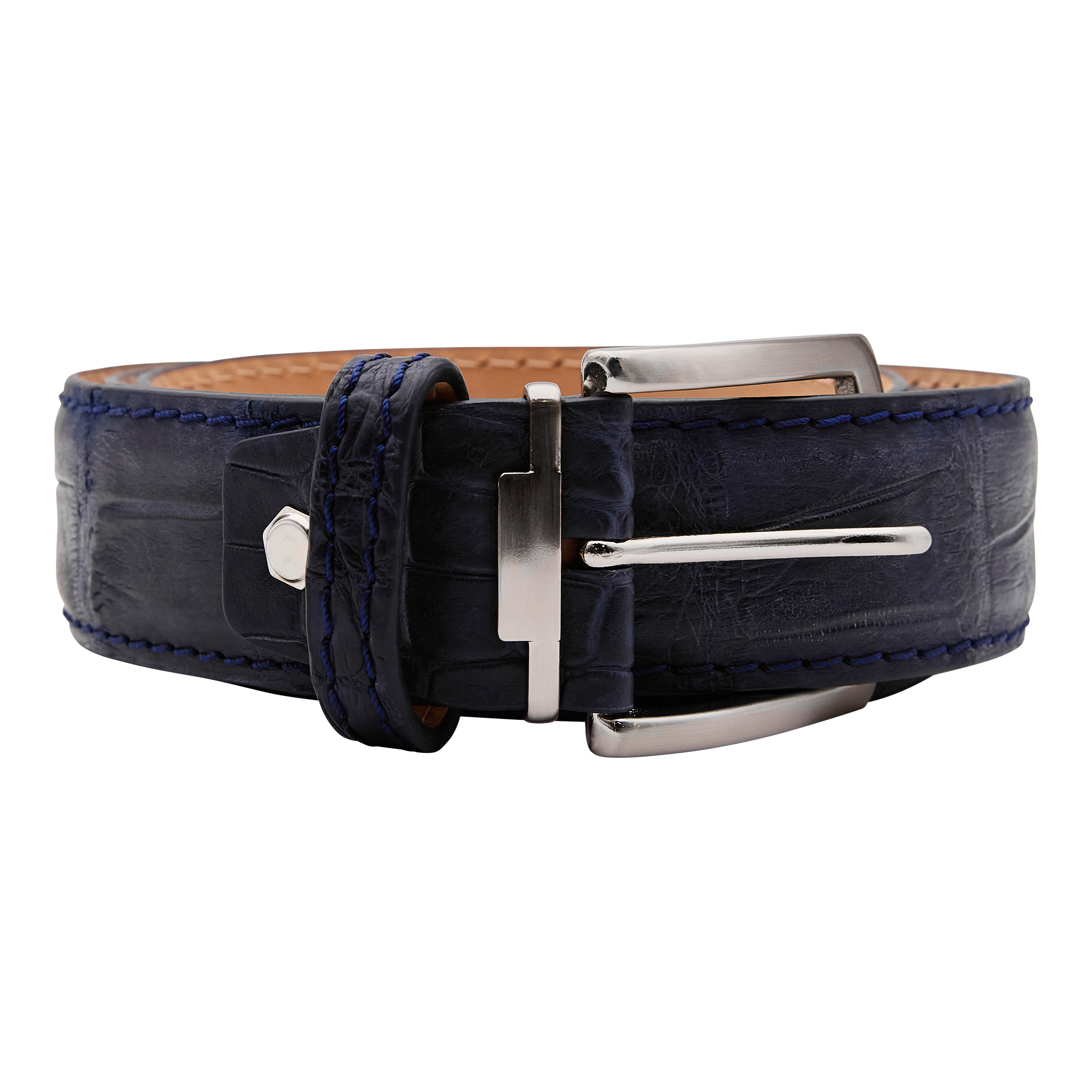 Bettinardi Handmade Matte Genuine American Alligator Belt (Matte Navy)