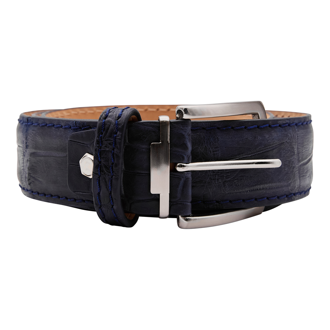Bettinardi Handmade Matte Genuine American Alligator Belt (Matte Navy)