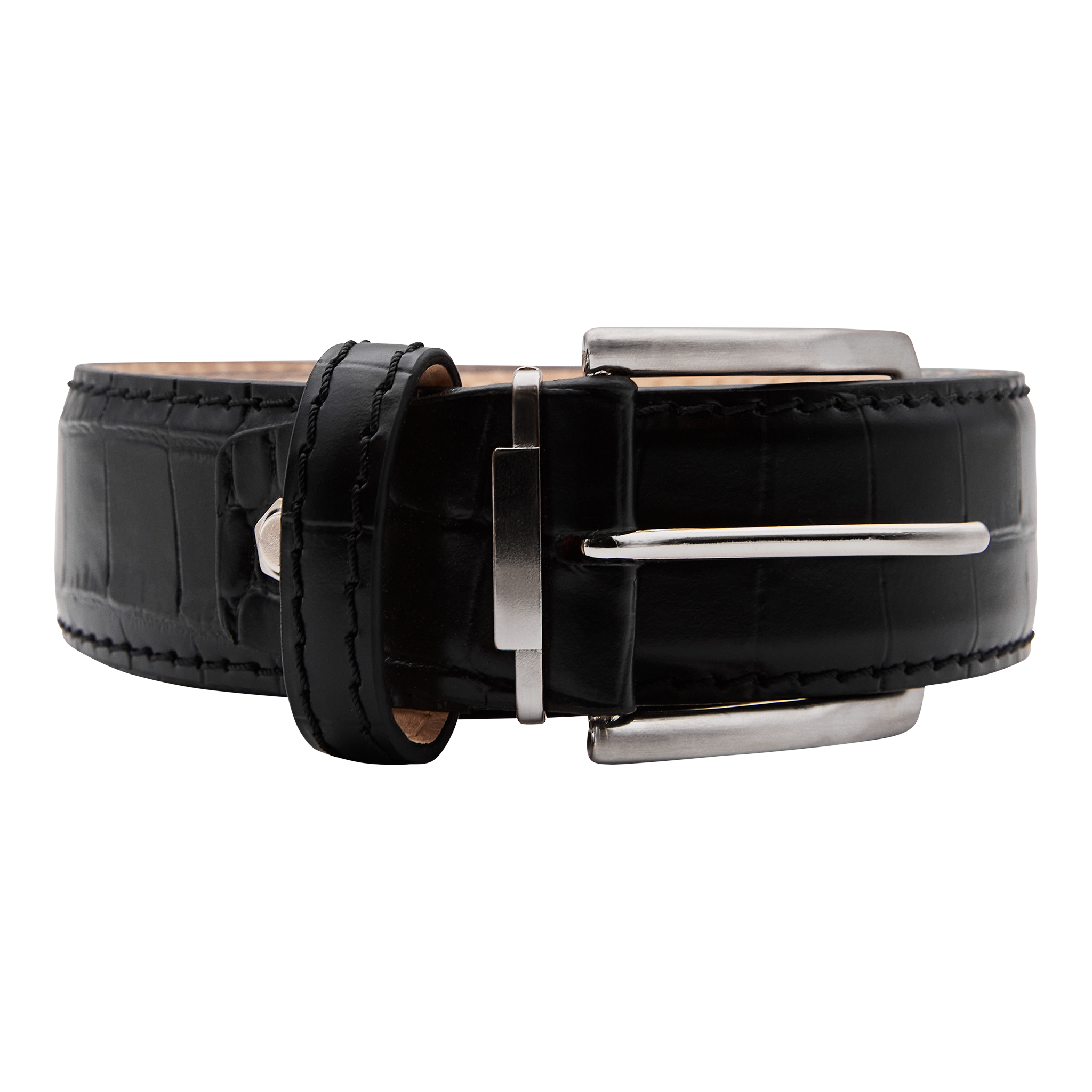 Bettinardi Handmade Faux Croc Italian Leather Belt (Black)