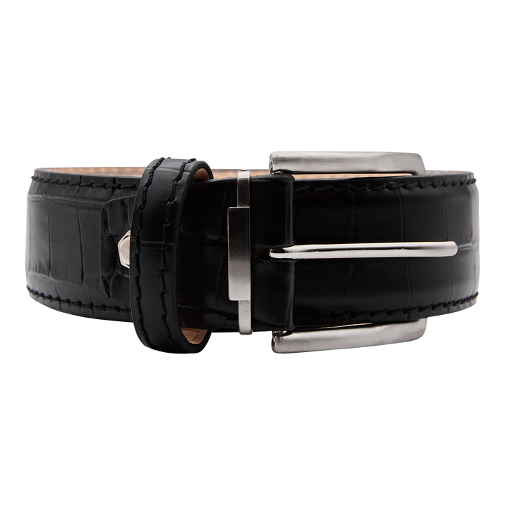 Bettinardi Handmade Faux Croc Italian Leather Belt (Black)