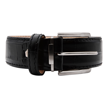 Bettinardi Handmade Faux Croc Italian Leather Belt (Black)