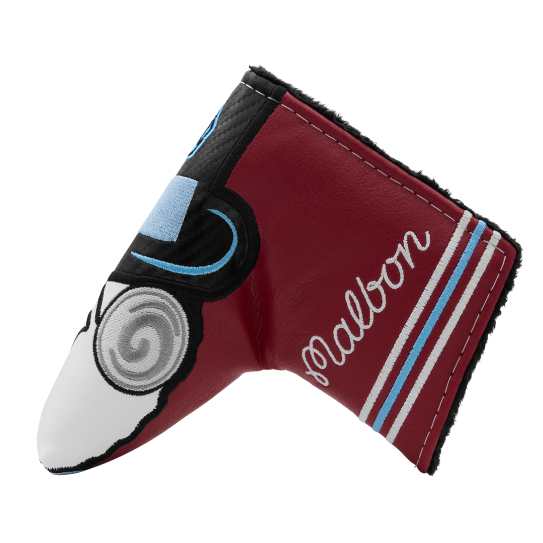 Malbon x Bettinardi Gangster Buckets Maroon &amp; White Blade Putter Headcover- side a