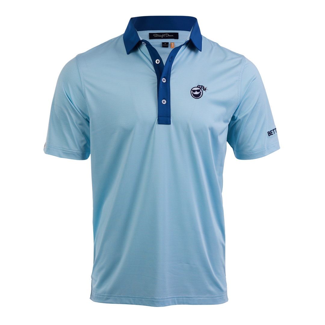 Bettinardi Straight Down Sunglasses Bomb Murphy Stripe Polo (Cool Blue)-front