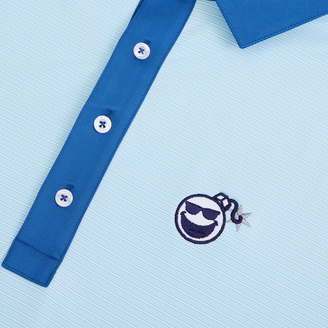 Bettinardi Straight Down Sunglasses Bomb Murphy Stripe Polo (Cool Blue)