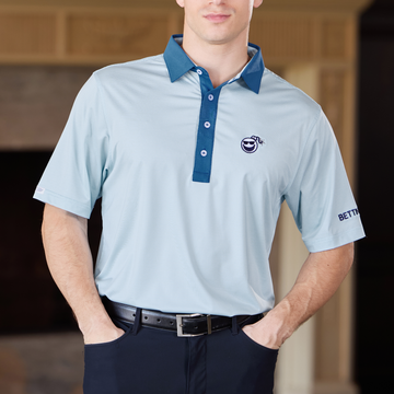 Bettinardi Straight Down Sunglasses Bomb Murphy Stripe Polo (Cool Blue)
