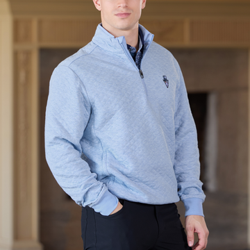 Bettinardi RLX Gangster Wizard Quilted Double-Knit Half-Zip Pullover (Office Blue Heather)