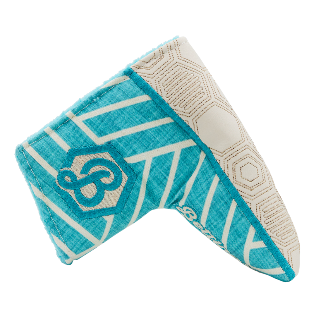 Script Hex B Geometric Honeycomb Blade Putter Headcover (Teal/Cream)