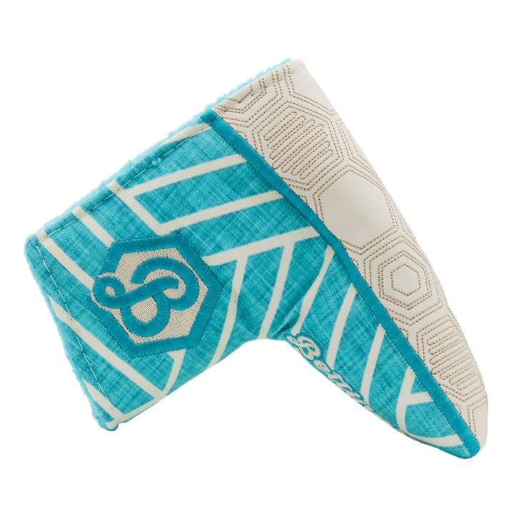 Script Hex B Geometric Honeycomb Blade Putter Headcover (Teal/Cream)