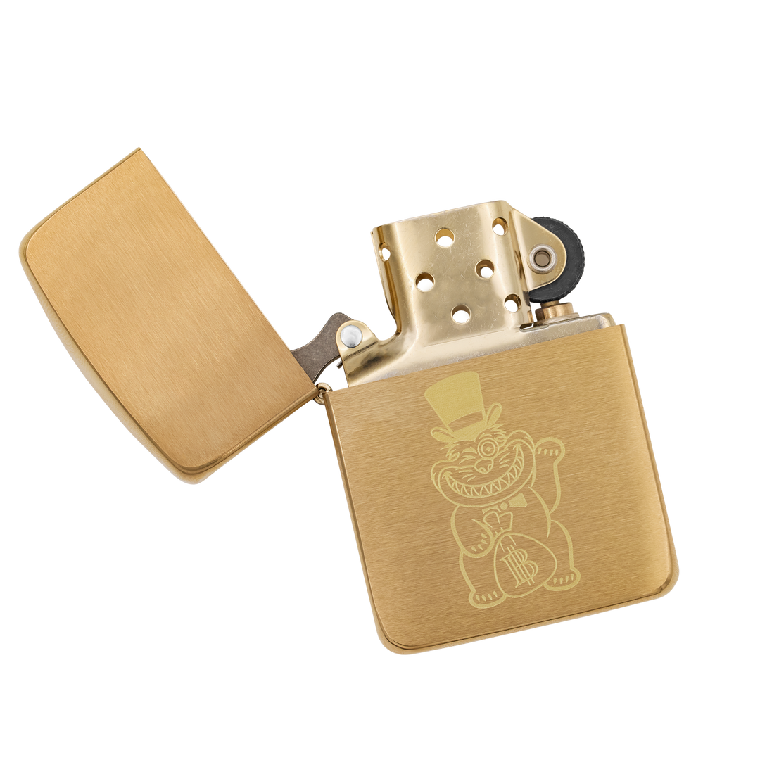 ◆ミシュラン◆真鍮ブラス製◆エナメル七宝製1941モデル♦︎ゴールド金色4バレル Wall Street Lucky Cat Zippo Brushed Brass 1941 Replica Lighter