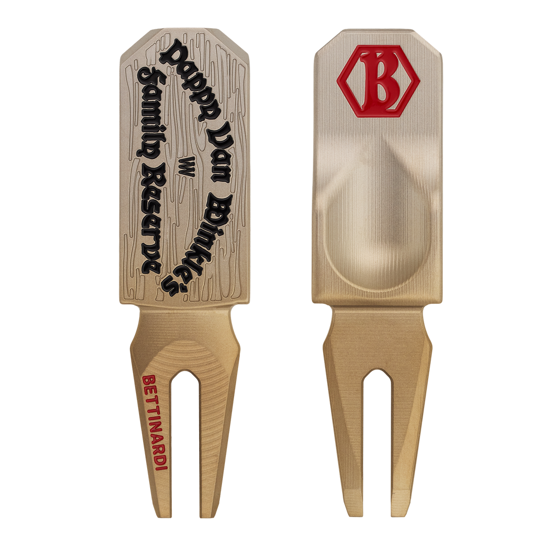 Old Rip Van Winkle x Bettinardi Torched Gradient Divot Tool- front and back