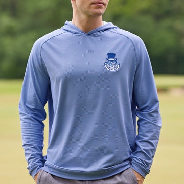 Bettinardi Peter Millar Gangster Cat Pine Houndstooth Performance Hoodie (Sport Navy)- lifestyle