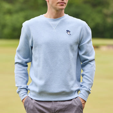 Bettinardi x Field Day Sporting Co. Wizard Marshall Crewneck (Burnham Heather)- front lifestyle 