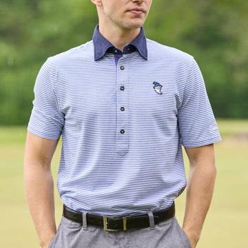 Bettinardi x Field Day Sporting Co. Wizard Ford 5 Button Striped Polo (Adler/Heather White)- front lifestyle