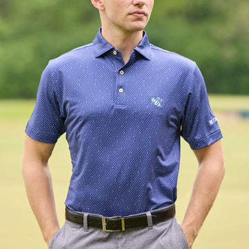 Bettinardi Peter Millar In the Rough Performance Jersey Polo (Sport Navy)- front lifestyle