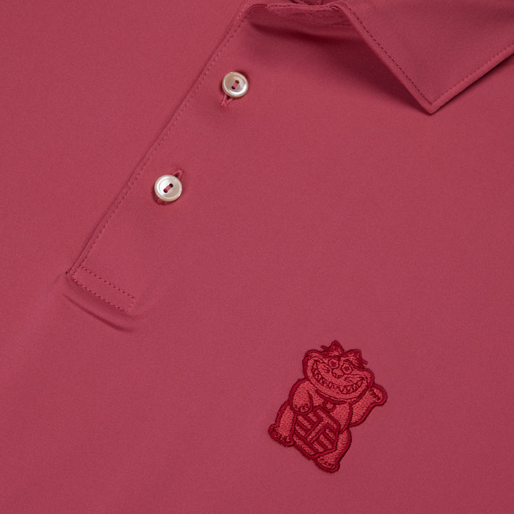 Bettinardi Peter Millar T-Hive Lucky Cat Solid Performance Jersey Polo (Chili Red)