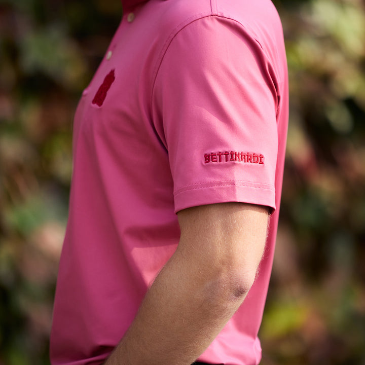 Bettinardi Peter Millar T-Hive Lucky Cat Solid Performance Jersey Polo (Chili Red)