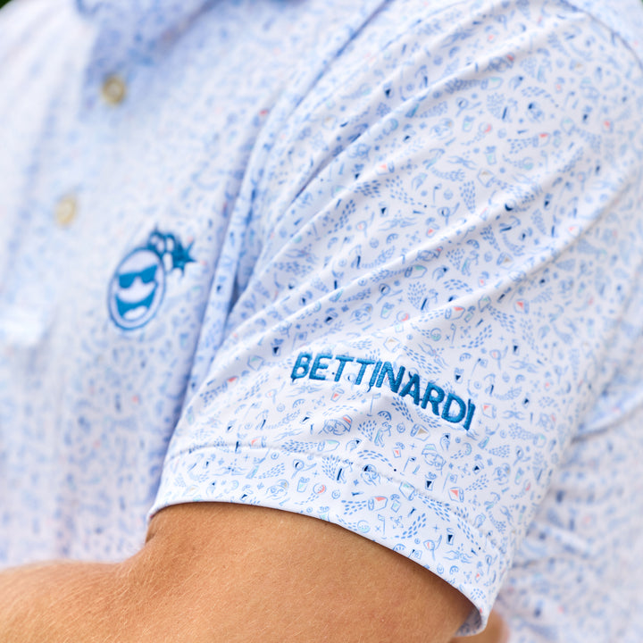 Bettinardi Peter Millar Sunglasses Bomb Nice Shot Performance Jersey Polo (White)