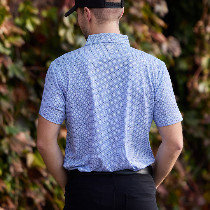Bettinardi Peter Millar Sunglasses Wizard Barrier Performance Jersey Polo (White/Navy)